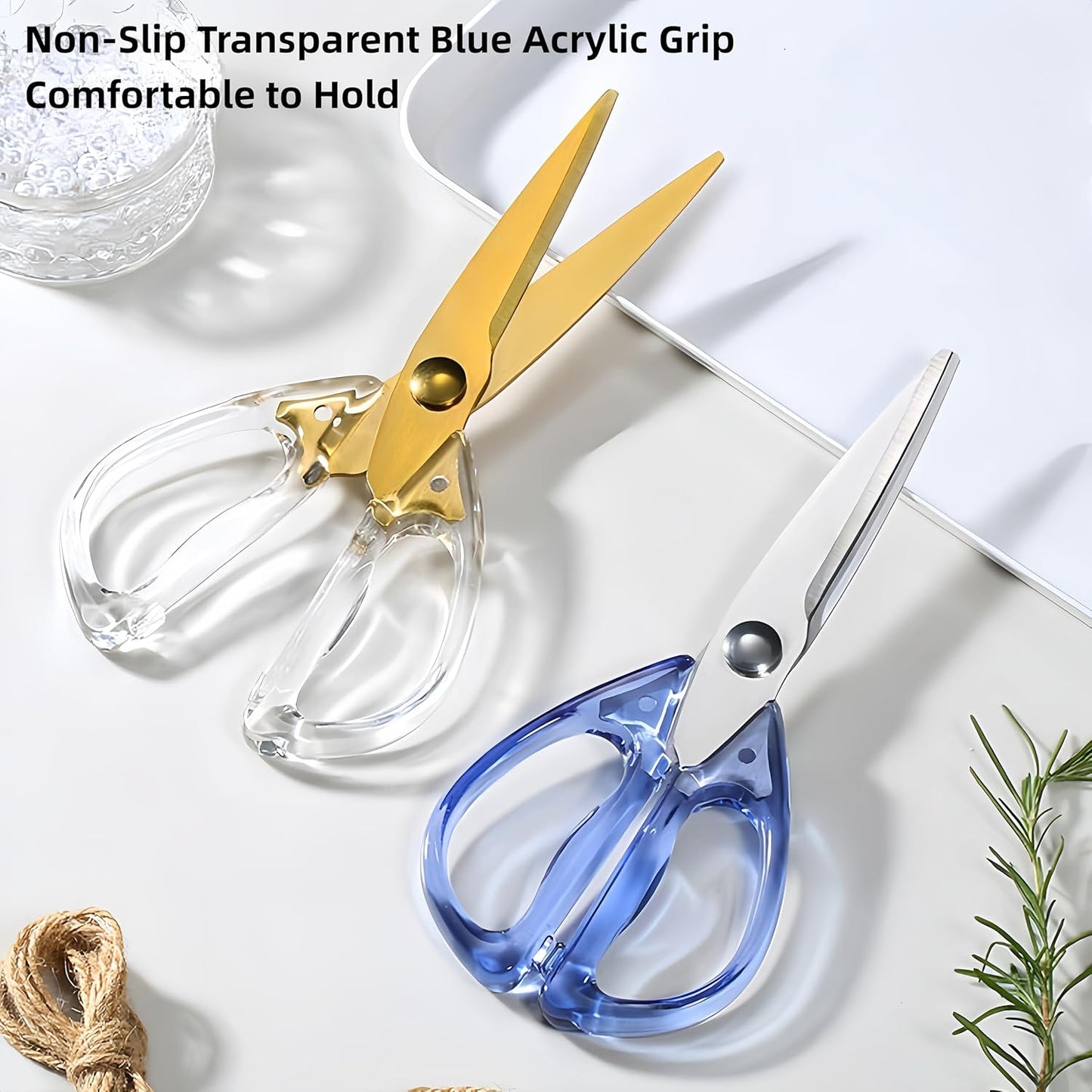Heavy Duty Kitchen Scissors, Titanium Coated All Purpose Shears - Extra Sharp Detachable Blades for Poultry, Chicken Bones, Meat, Vegetables, Herbs | Micro Serrated & Ergonomic Handle