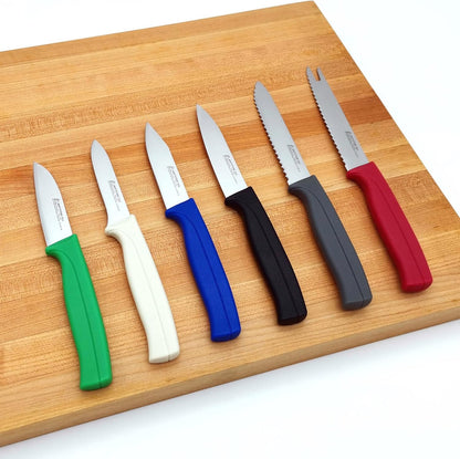 Tomato Knife - MATTSTONE HILL 5 Inch Serrated Kitchen Utility Knife, Serrated Cheese Tools, German X50CrMoV Steel, Red Handle