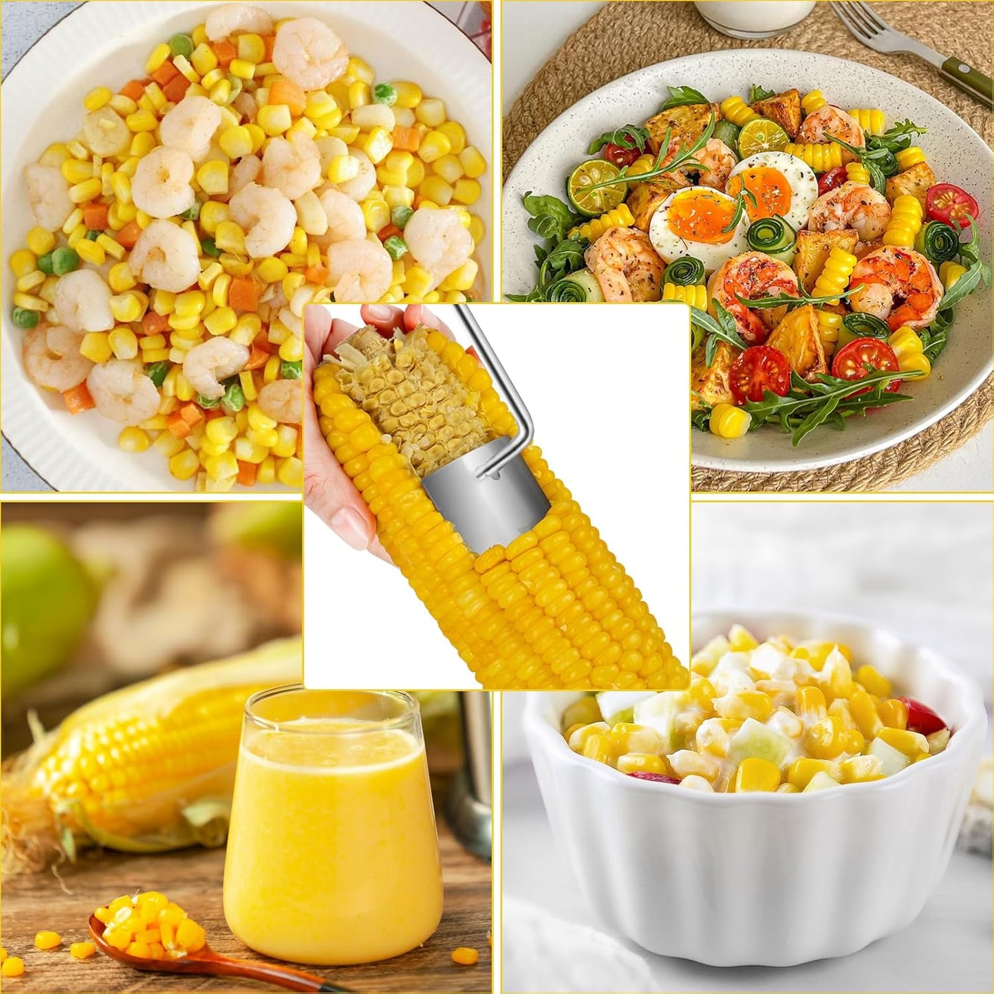 Long Handle Stainless Steel Corn Peeler,Easy Clean Corn on the Cob Remover for Home Kitchen and Outdoor Dining