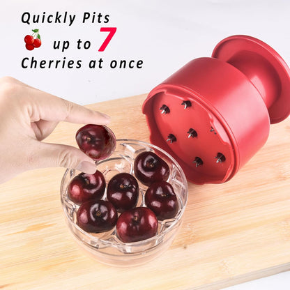 Cherry Pitter - Makmzoon Multi Cherries Corer Stainless Steel Pitter Tool with Labor-Saving Design Safe Lock Design for Making Cherry Jam - 6 Cherries