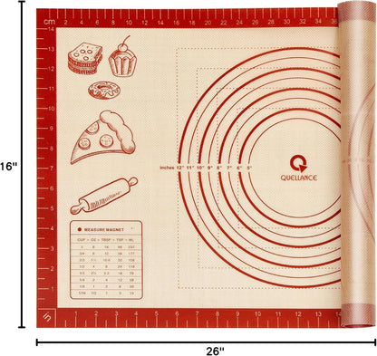 Silicone Baking Pastry Dough Mat - 28x20Inch Extra Large Cookie Bread Rolling Mats Sheet, Nonstick Kitchen Counter Kneading Board, Thick Reusable Pie Cookies Pizza Fondant Making Matt with Measurement