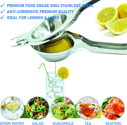 EcoJeannie Premium Quality Lemon Squeezer Stainless Steel w/Food Grade #304 Food Grade, Anti-Corrosive Premium Quality Manual Jumbo Size Squeezer, Manual Citrus Press Juicer, LS0001