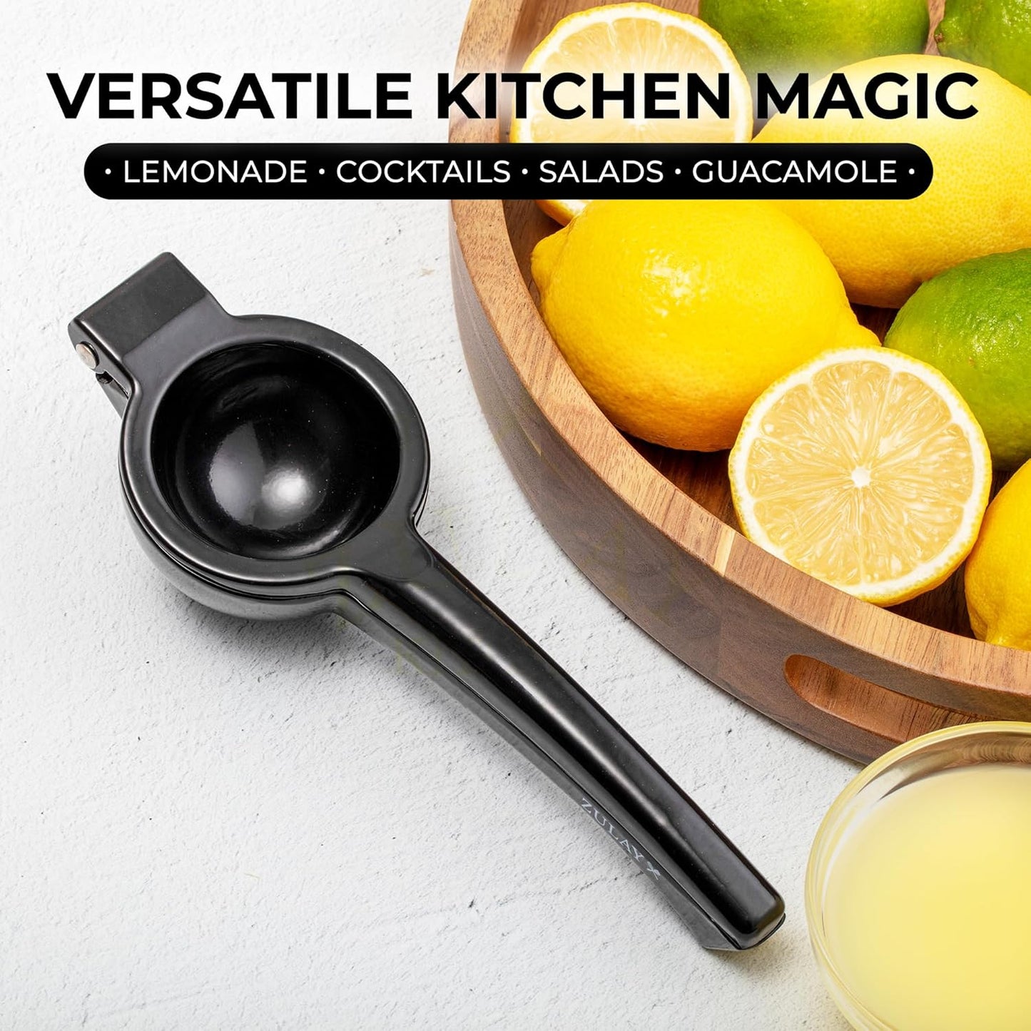 Zulay Kitchen Metal Lemon Squeezer - Handheld Lemon Juicer Squeezer - Easy to Use Citrus Juicer - Manual Press for Extracting the Most Juice Possible - Extracts Every Last Drop