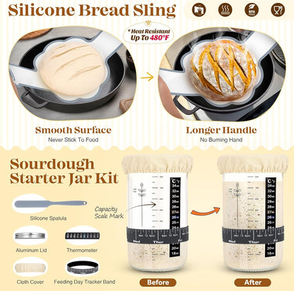 Sourdough Starter Kit, Sourdough Bread Baking Supplies, Sour Dough Starter Kits, Sourdough Tools for Modern Home And Kitchen, Sour Dough Tools, Bread Making Tools Kit, Gifts for Bakers Women Wife Mom