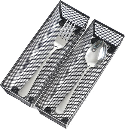 BYCY 3 Pack Mesh Flatware Drawer Organizer for Kitchen/Office/Home Tools,Spoon Knife Fork Organizers Box Utensil Tabletop Storage Tray (12 x 6 x 2 Inch)