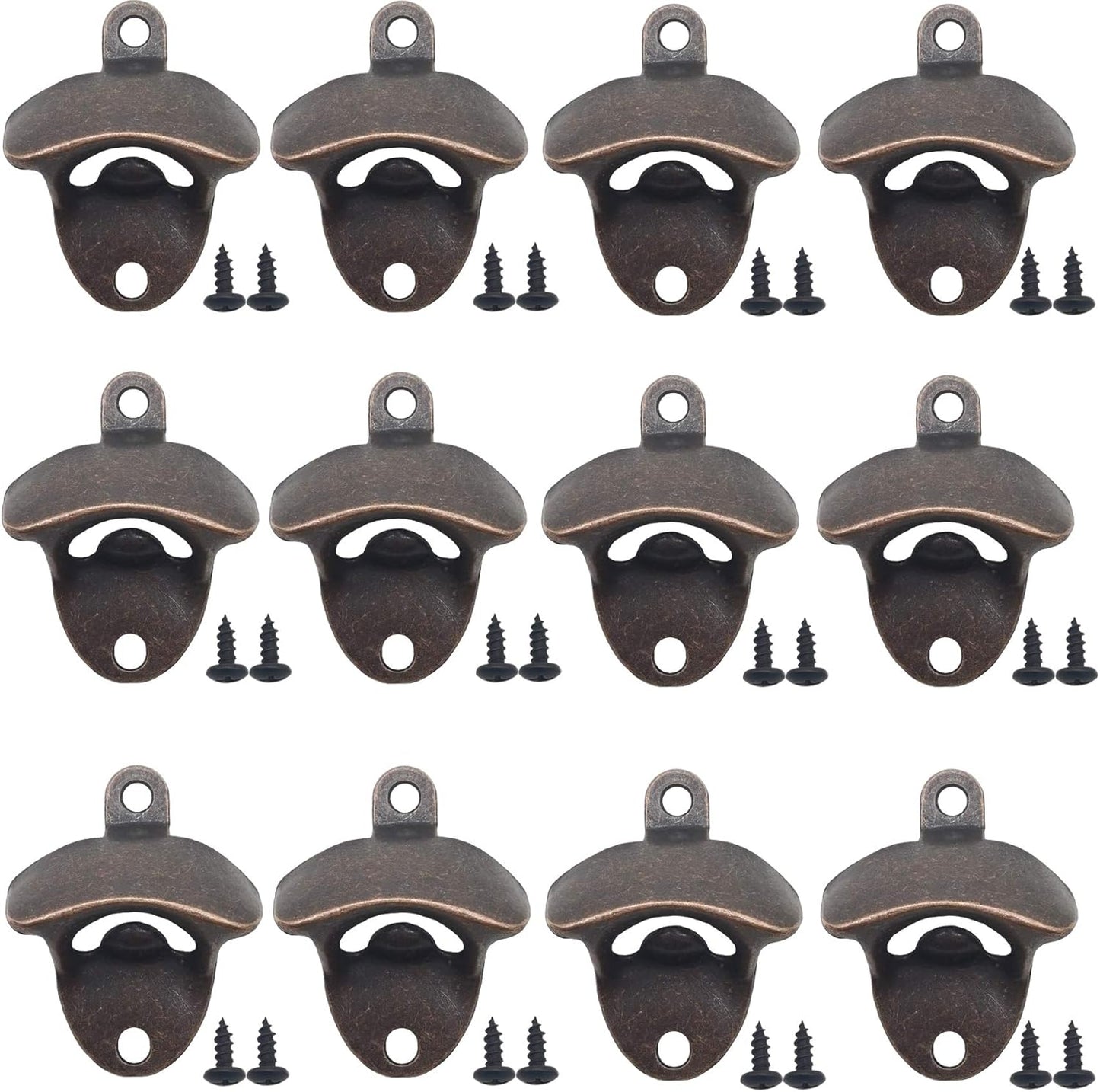 RONYOUNG 12PCS Wall Mounted Bottle Opener Vintage Beer Bottle Opener Suitable for Bars KTV Hotels Homes (Black+Silver+Green Bronze)
