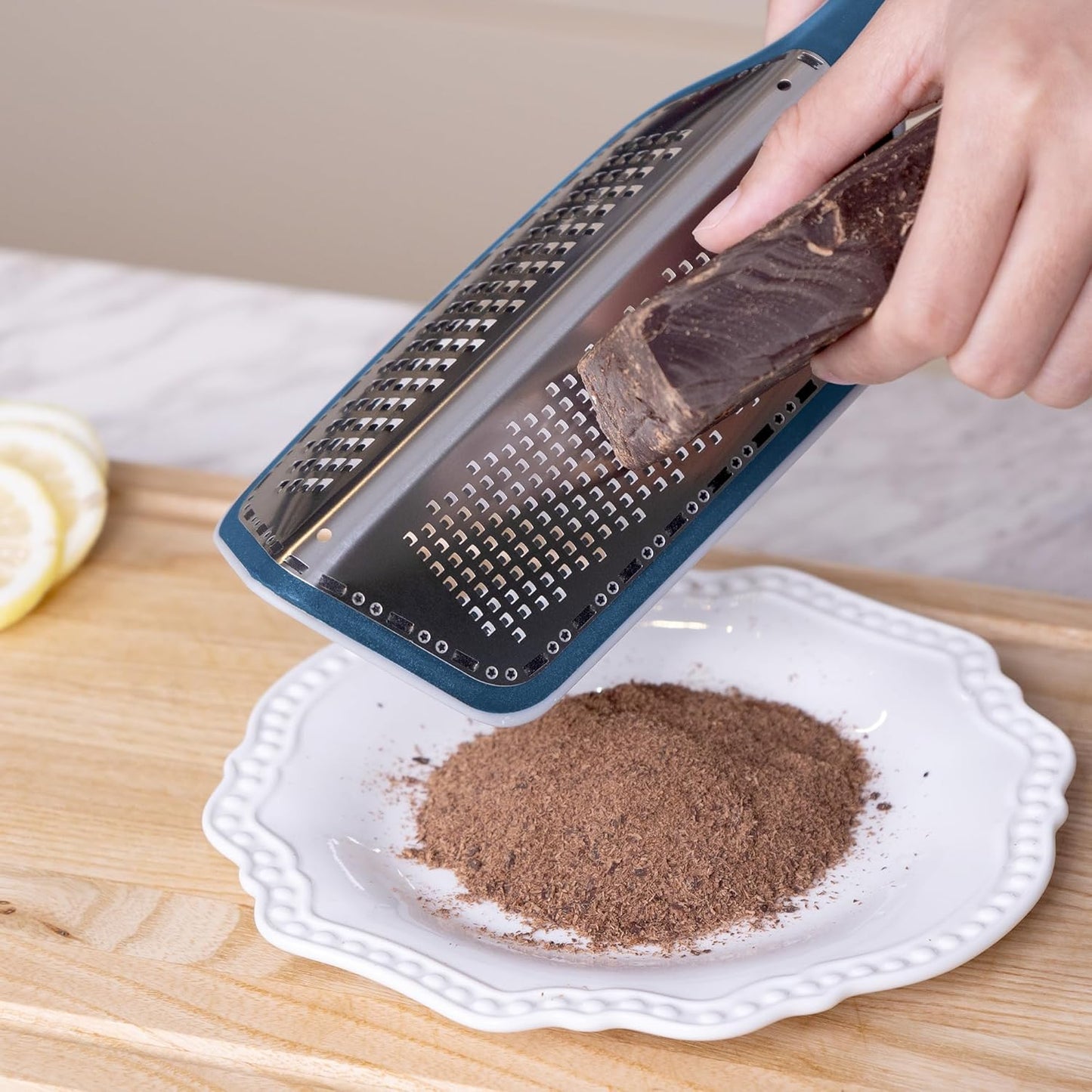 Cohesion Zester Grater Double-sided Graters for Kitchen - Kitchen Lemon Zester Tool for Cheese, Citrus, Garlic, Ginger, Nutmeg, Chocolate, Fruits, Vegetables with Sharp Premium Stainless Steel - Blue