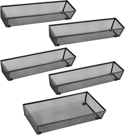 BYCY 3 Pack Mesh Flatware Drawer Organizer for Kitchen/Office/Home Tools,Spoon Knife Fork Organizers Box Utensil Tabletop Storage Tray (12 x 6 x 2 Inch)