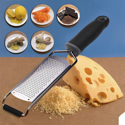 Lemon Zester, Stainless Steel Kitchen Cheese Grater, Plastic Cover Ergonomic Soft Black Handle