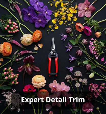Gardeness Stainless Steel Pruning Snips with Serrated Blade, Adjustable Joint Screw Micro-Tip Garden Scissors for Harvesting Herbs, Fruit, and Floral Arranging, Corrosion-Resistant & Made in Taiwan