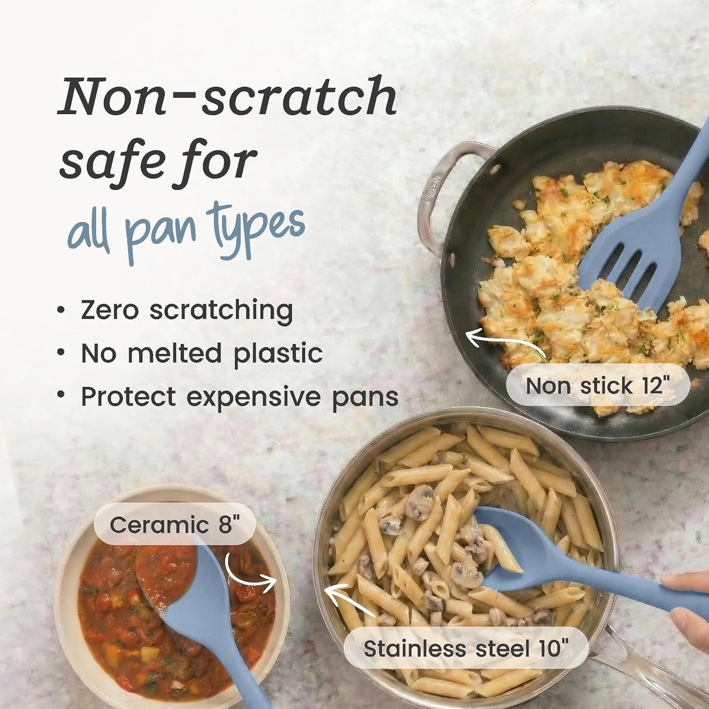 Starpack Stir and Serve Silicone Cooking Utensils Set (5-Piece, 11") - LFGB Non Toxic, 600°F Heat Resistant, BPA-Free - One-Piece Seamless, Dishwasher Safe - for Nonstick Cookware, Earthy Pink