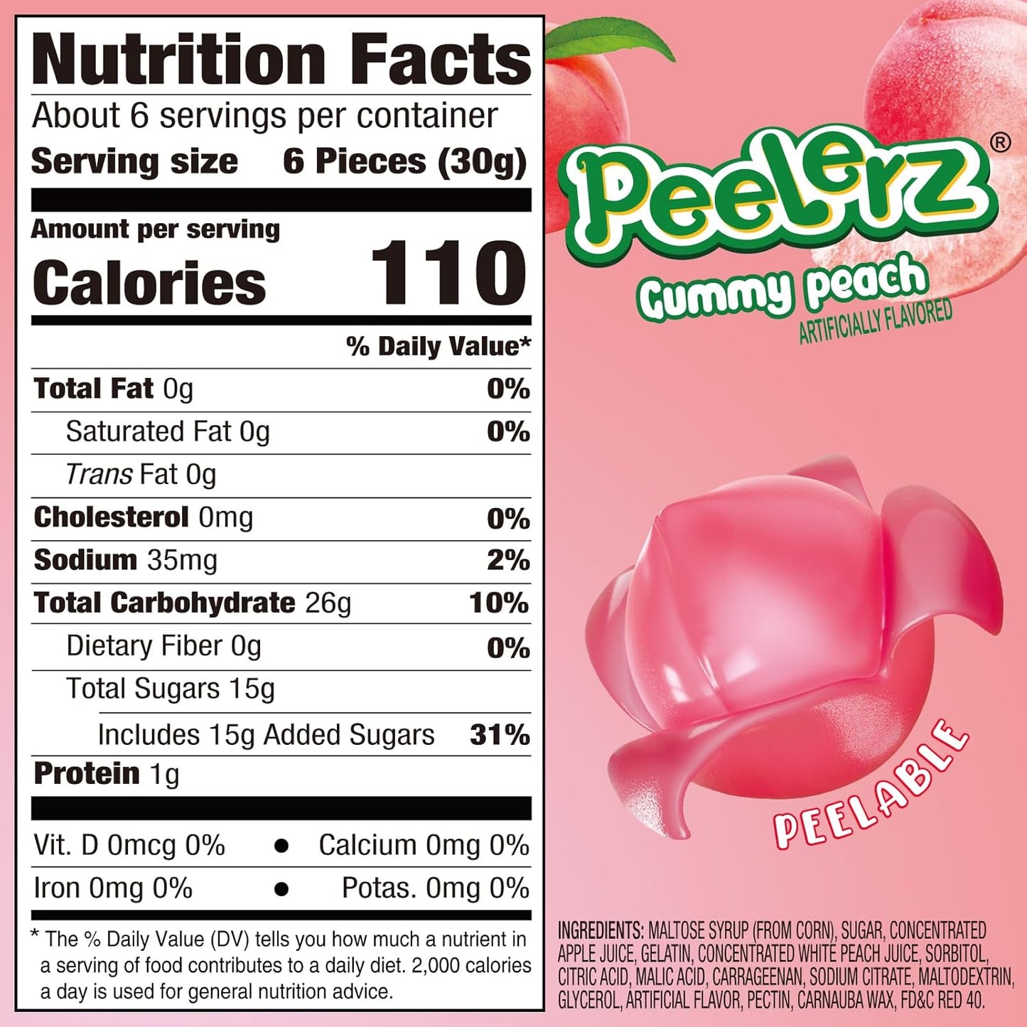 AMOS Peelerz Peelable Gummy Candy Variety Pack, Mango White Peach Banana Green Apple Passion Fruit Lychee, Soft Chewy Fruit Snack, Pack of 6