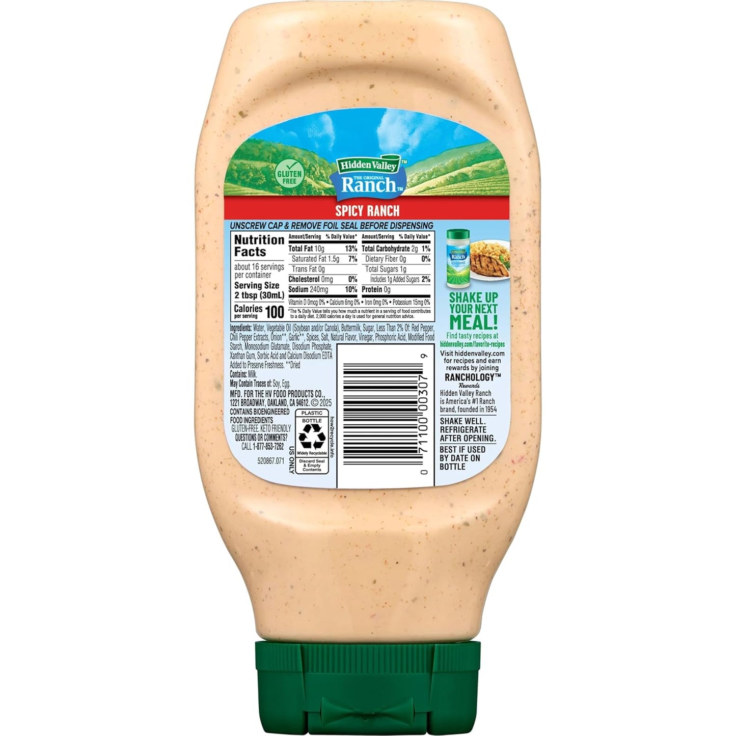 Hidden Valley Spicy Ranch Condiment and Dressing, Easy Squeeze Bottle, 16 fl oz (Package May Vary)