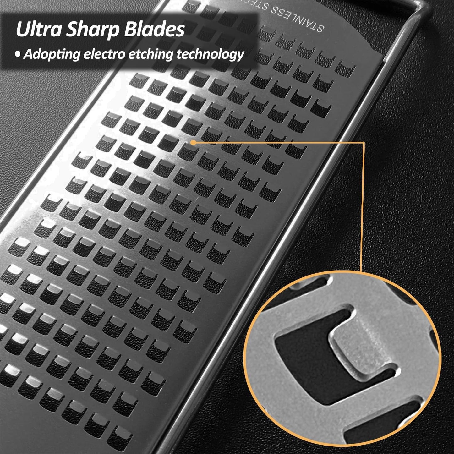 Professional Zester Grater Extra Coarse for Potato, Zucchini, Carrot, Apple, Cabbage and Cheese, Kitchen Grater with Razor-Sharp Stainless Steel Blade (Extra Coarse)