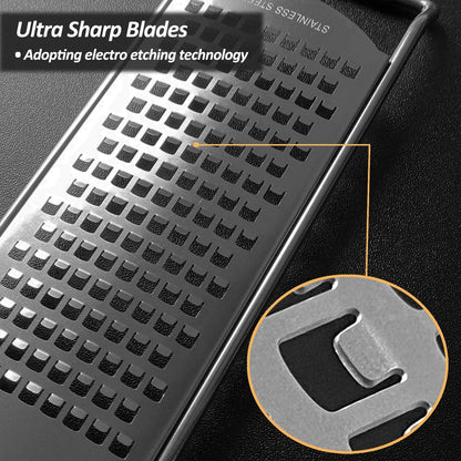 Professional Zester Grater Extra Coarse for Potato, Zucchini, Carrot, Apple, Cabbage and Cheese, Kitchen Grater with Razor-Sharp Stainless Steel Blade (Extra Coarse)