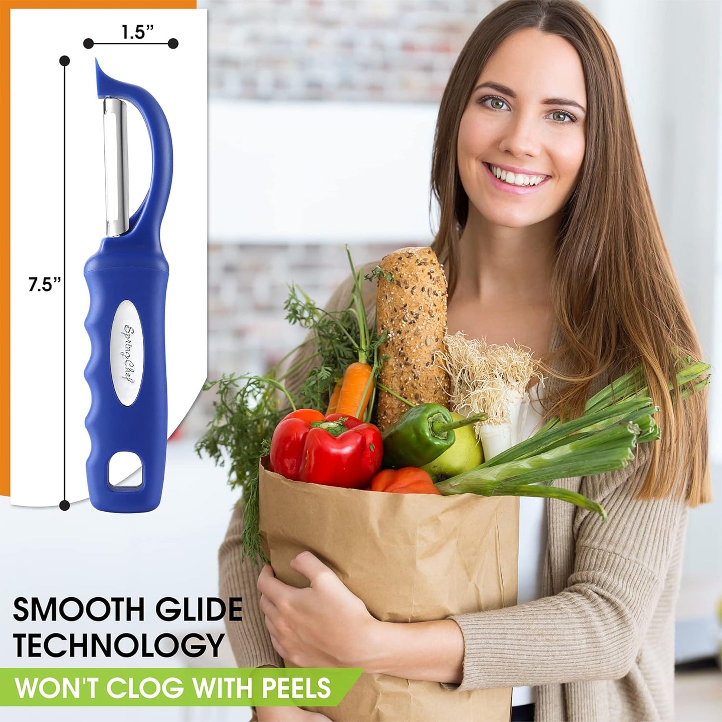 Spring Chef Premium Swivel Vegetable Peeler, Soft Grip Handle and Ultra Sharp Stainless Steel Blades - Perfect Kitchen Peeler For Veggie, Fruit, Potato, Carrot, Apple - Pink Lemonade