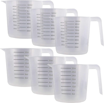 U.S. Kitchen Supply Plastic Measuring Cups with Handles - 8 oz (250 ml) Liquid Measuring Cup Set of 6 - Clear Microwave Safe Kitchen Cups - Measure in mL or Ounces, Measurement Cup for Cooking