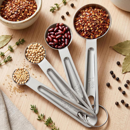 4Pcs Stainless Steel Measuring Spoons Set Metal Teaspoon Measuring Spoons Set, Table Spoon Measure Spoon for Coffee, Teaspoon Scoop Kitchen Gadgets Cooking