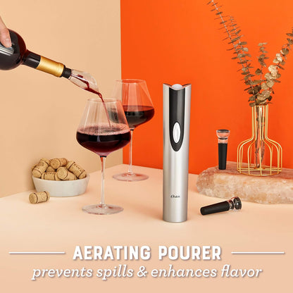 Oster Cordless Electric Wine Bottle Opener with Foil Cutter, Silver