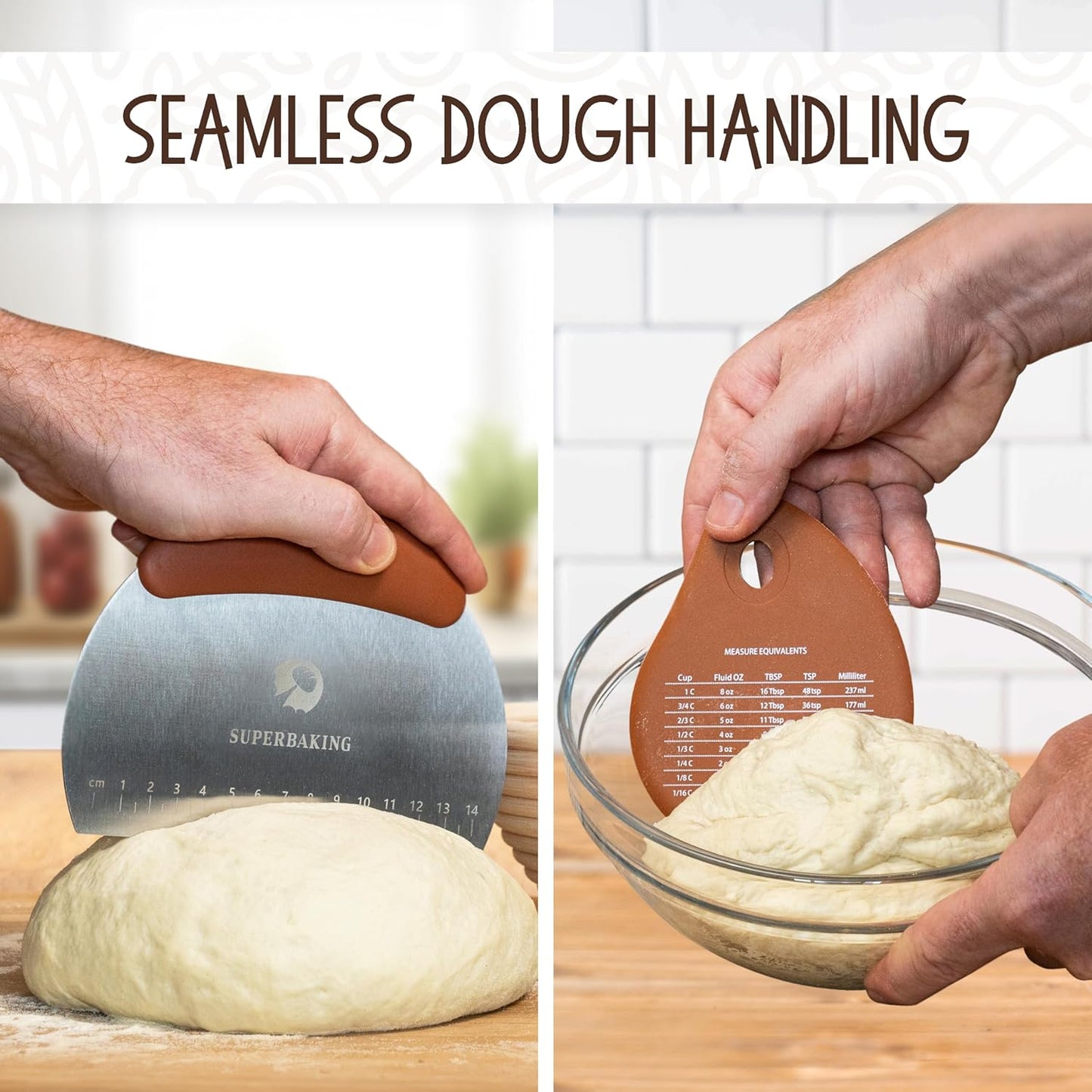 Superbaking Sourdough Starter Kit, 9" Round Banneton Bread Proofing Basket Set, Sourdough Bread Baking Supplies, Sourdough Tools with Silicone Bread Sling, Bread Making Tools, Baking Gifts