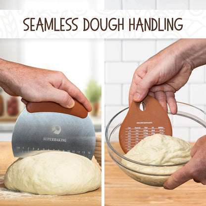 Superbaking Sourdough Starter Kit, 9" Round Banneton Bread Proofing Basket Set, Sourdough Bread Baking Supplies, Sourdough Tools with Silicone Bread Sling, Bread Making Tools, Baking Gifts