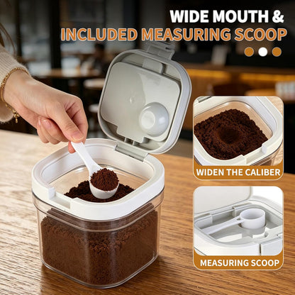 Coffee Container Compatible with Ryze Coffee,Baking Powder Container - 4.7 * 4.7 * 3.9 Inch, Airtight Storage Canister with Scoop,Kitchen Food Storage Soda,Grounds Coffee, Beans, Tea,800ml