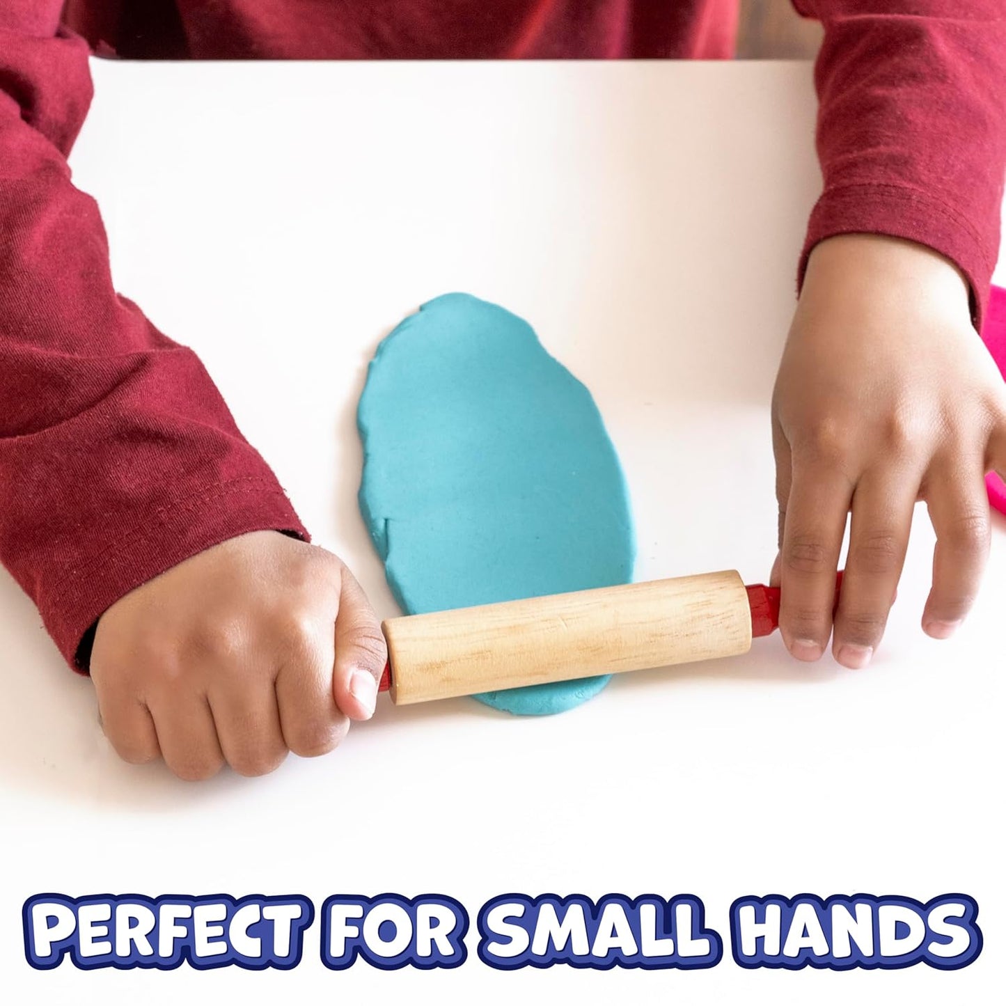 READY 2 LEARN Mini Wooden Rolling Pins | Set of 6 | 7.25 inches | Turning Handles | Play Dough Rollers for Crafts and Imaginative Play