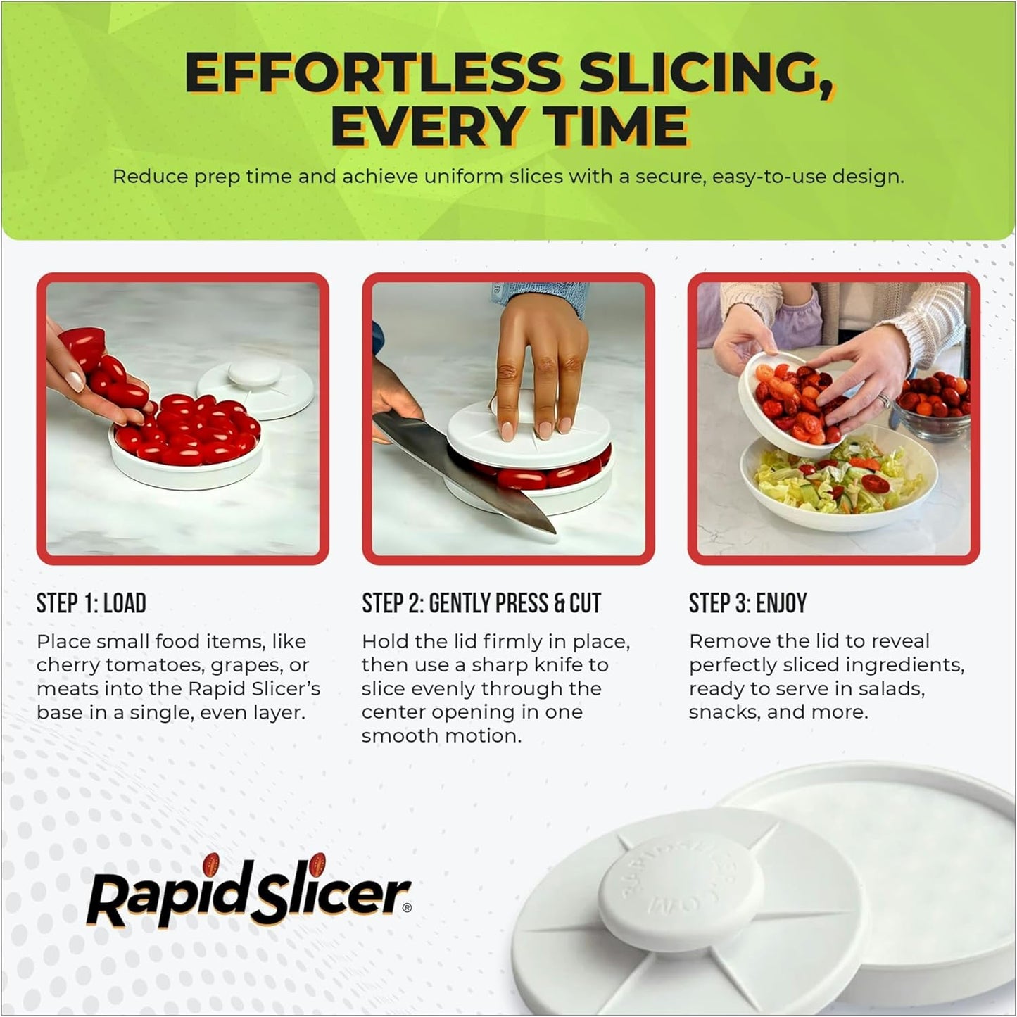Bagel Slicer & Multi-Use Food Cutter | Ideal for Tomatoes, Strawberries, Grapes, Meat, Chicken, Eggs, & Vegetables with Non-Slip Holder for Stable, Easy Slicing - Dishwasher Safe - White