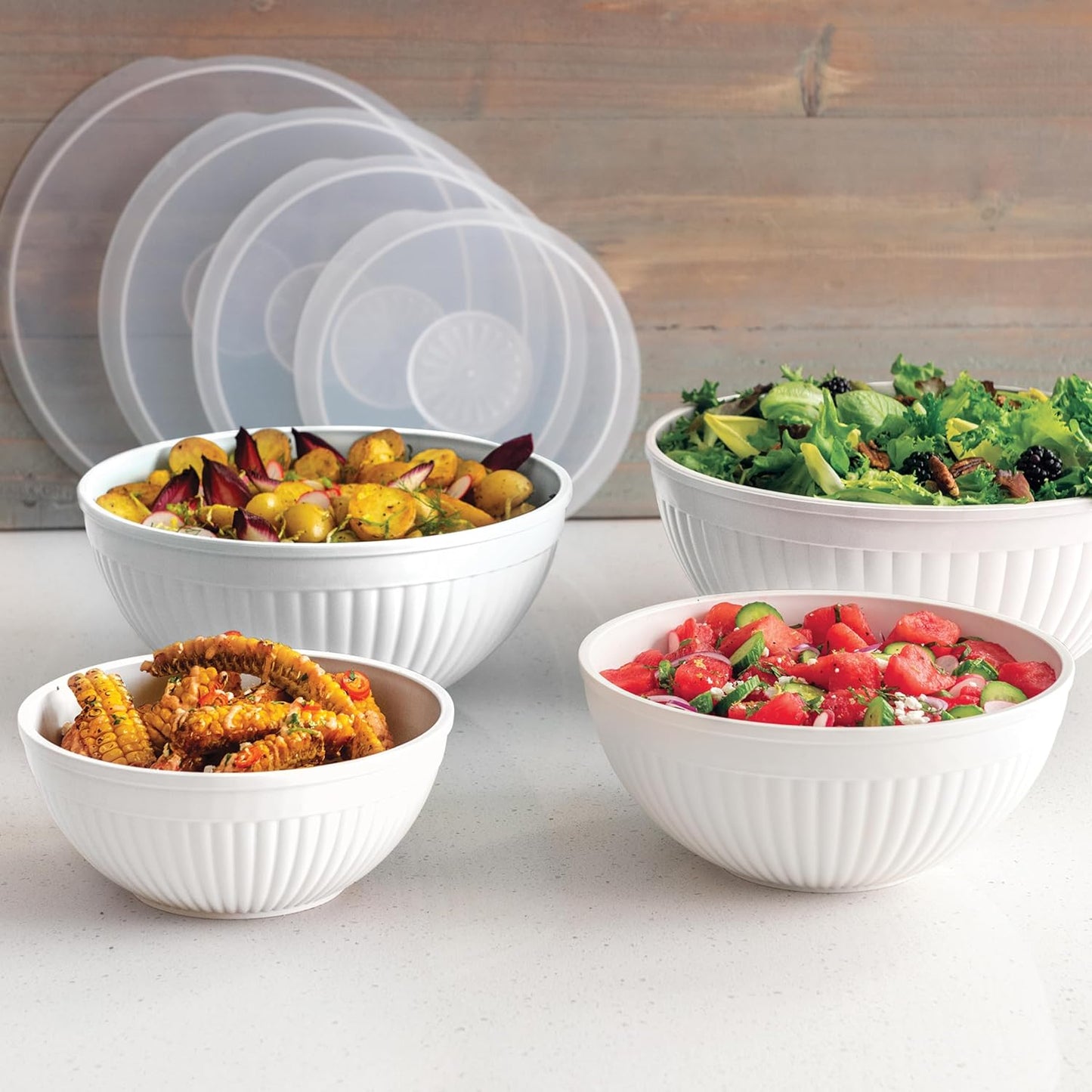 Nordic Ware Prep and Serve Mixing Bowls Set, 3-Piece, Earth-Tones
