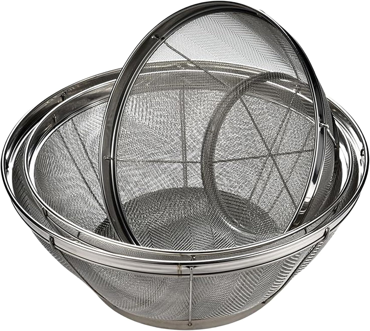 Fine Mesh Strainer for Kitchen, Stainless Steel Colander Bowl for Pasta, Rice, Fruit, Metal Net Baskets with Resting Base - Strain, Drain, Rinse (Diameter 9.84 inch)