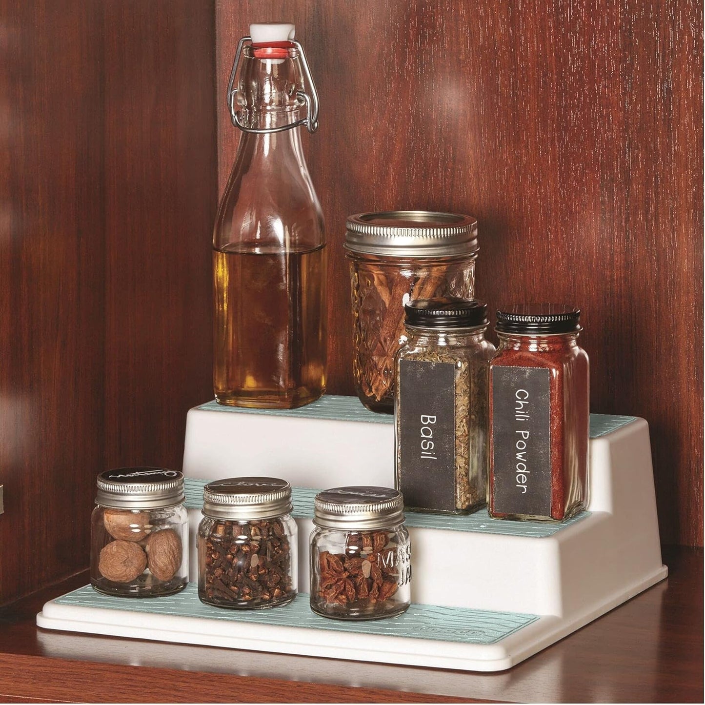 Copco Grey 2 Non-Skid 3-Tier Spice Rack Organizer for Pantry, 2-Pack, 10-Inch