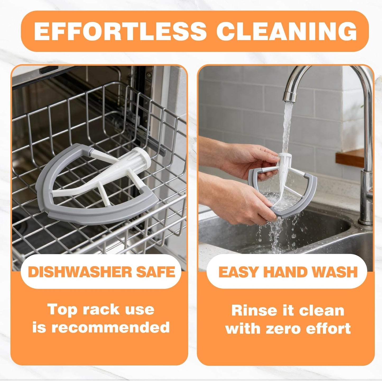 Flex Edge Beater for KitchenAid 6 Quart Bowl-Lift Stand Mixers, Paddle Attachment with Flexible Silicone Edges, Pastry Beater for KitchenAid Mixer Accessories, Dishwasher Safe