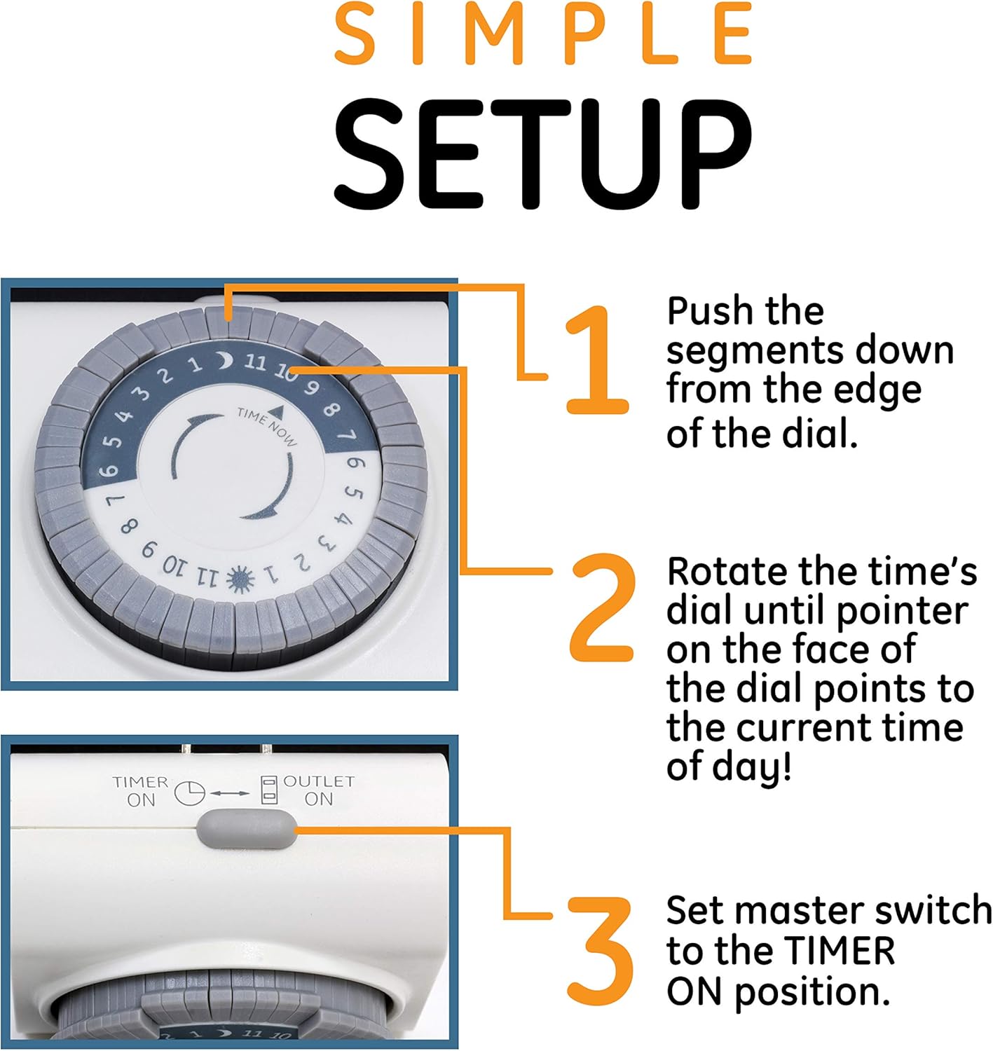 GE 24‑Hour Mechanical Outlet Timer Switch, Dual Grounded Plug‑in Control for Indoor Lighting, Lamps, Christmas Trees, Fans and Small Appliances (2 Pack), 46211