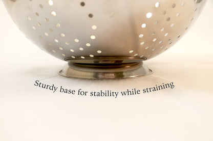 EXCELSTEEL Heavy Duty Stainless Steel Colander 5 Qt | Easy Grip Handles | Self-Draining Base | Mirror Polished | Dishwasher Safe | Pack of 1