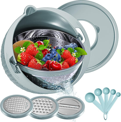 4-1 Colander with Bowl Set - Pasta Strainer - Colander for Kitchen - Strainers and Colanders Rice Strainer Fruit Cleaner Veggie Wash Sink Strainer Kitchen Essentials - Black