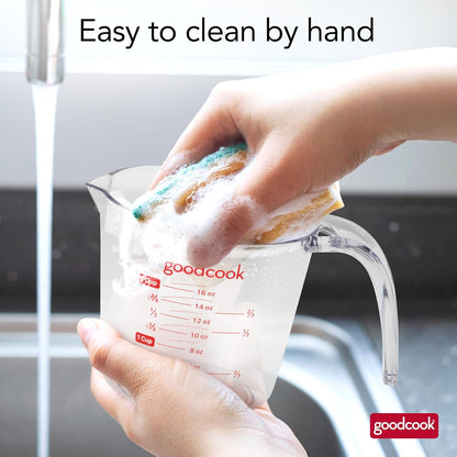 GoodCook Everyday 4-Cup Liquid Measuring Cup, Clear Plastic with Easy-to-Read Markings, Tapered Pour Spout, Comfortable Handle, Measures in Cups, Ounces, Pints, and Milliliters