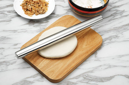 Fox Run Stainless Steel Rolling Pin With Handles, 18" x 2.6" x 2.8"