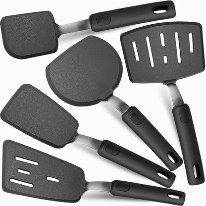 Silicone Spatula Set, Spatulas Silicone Heat Resistant Mixed 5 Piece Kitchen Cooking Utensils Set for Nonstick Cookware - Flexible Stainless Steel Core with Full Silicone, Dishwasher Safe