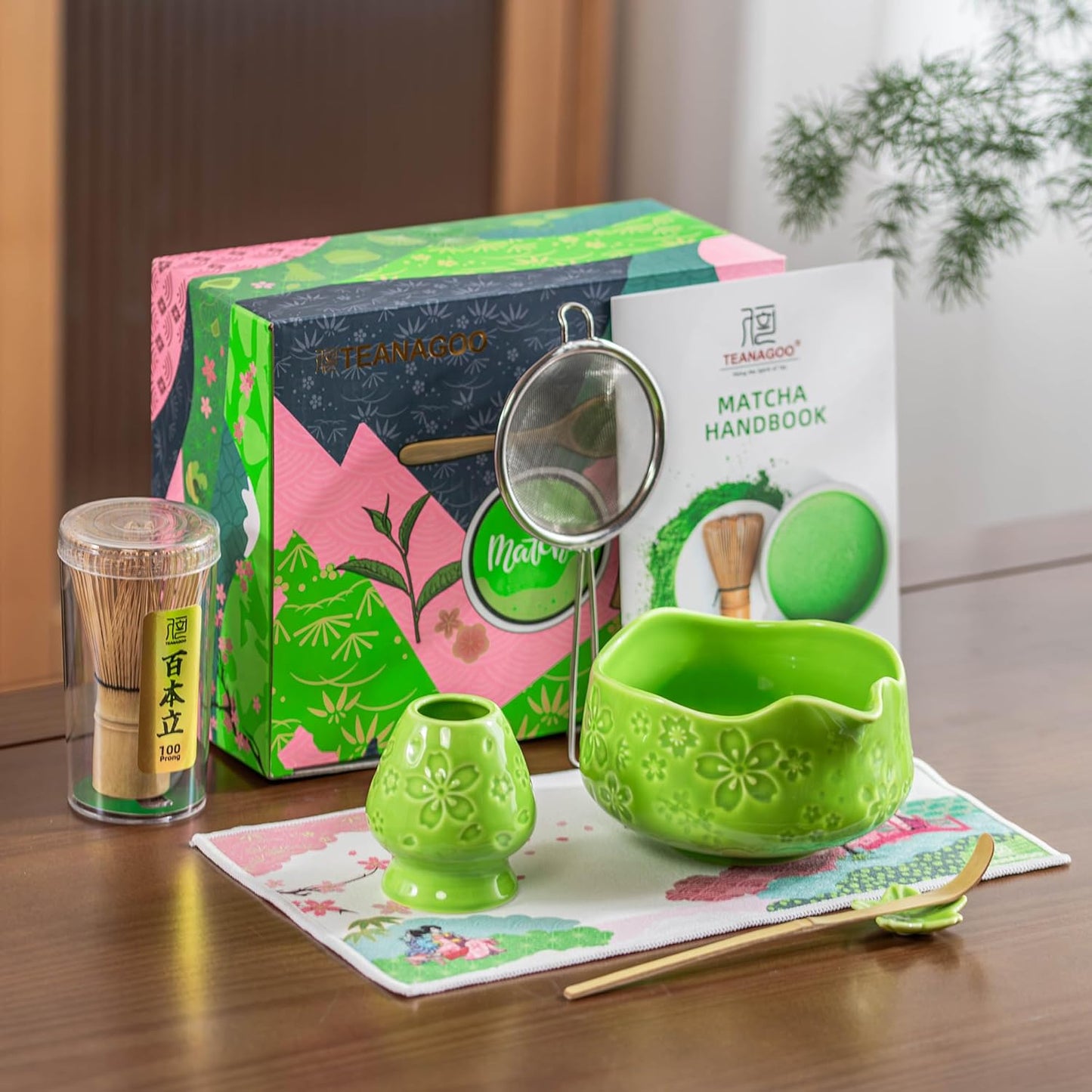 TEANAGOO Matcha Whisk Set,7 Pcs Matcha Start Set Lt.Grey,Matcha Kit for Ceremony,Matcha Tea Set with Whisk and Bowl with All Accessories,Gift for Friend/Family