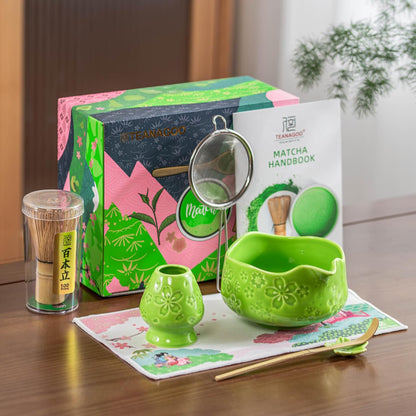 TEANAGOO Matcha Whisk Set,7 Pcs Matcha Start Set Lt.Grey,Matcha Kit for Ceremony,Matcha Tea Set with Whisk and Bowl with All Accessories,Gift for Friend/Family