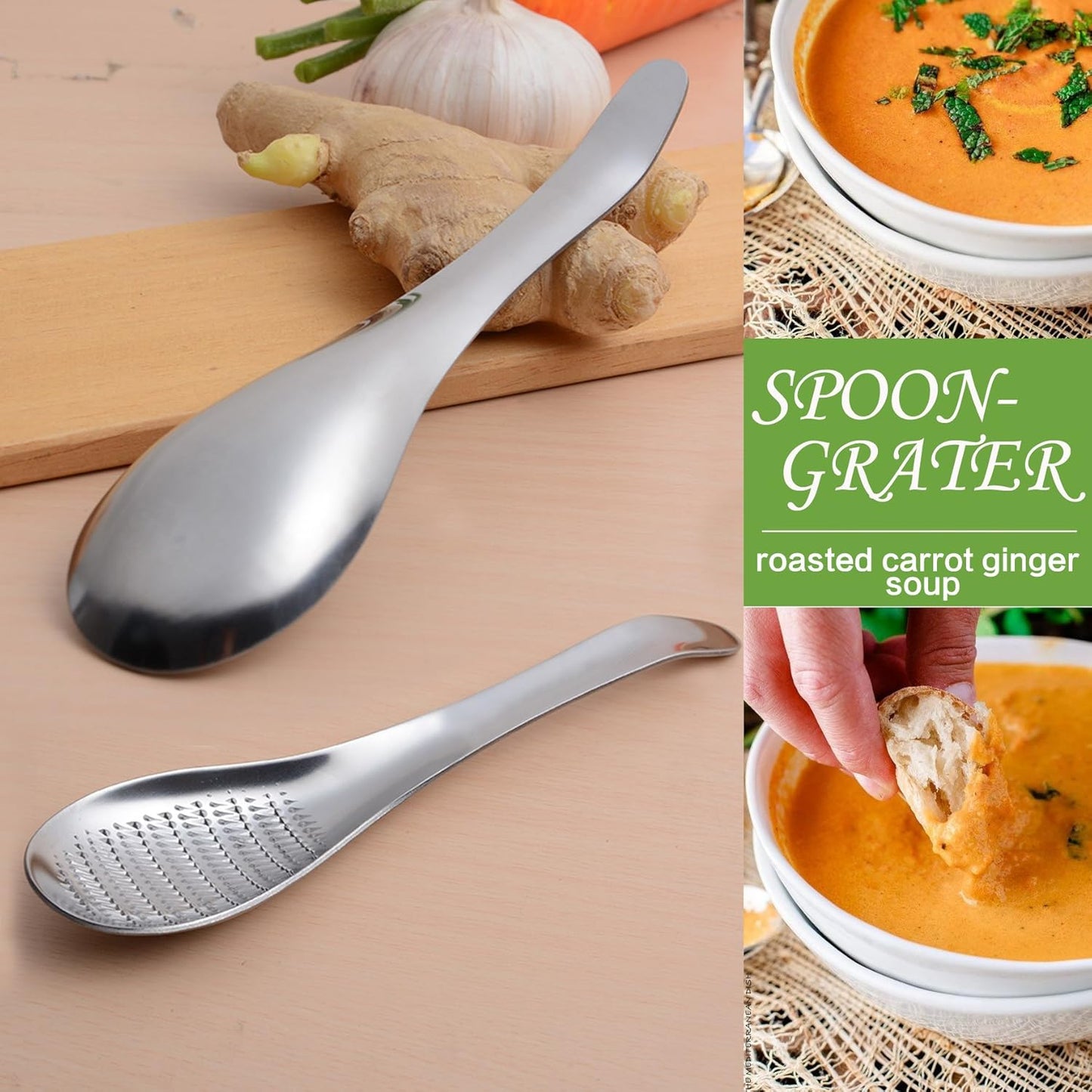 Stainless Steel Ginger Grater Spoon Lime Lemon Zester Cheese Grater Wasabi Ginger Stainless Garlic Press Grinding Gadget