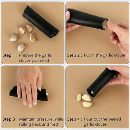 2Pack Garlic Peelers, 5.51in Silicone Garlic Skin Remover Roller, Garlic Peel Kitchen Tools, Black/White