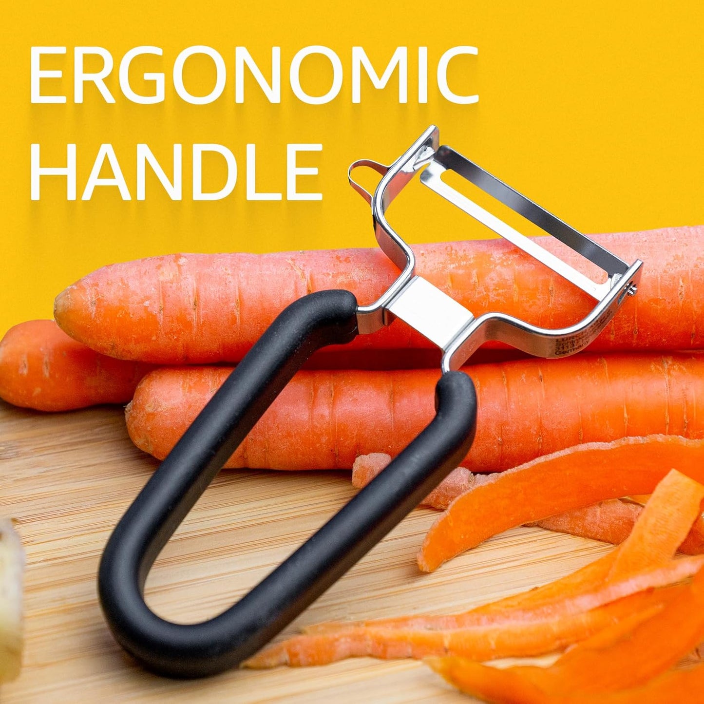 Lurch Germany Universal Ultra Sharp Stainless Steel Vegetable Swivel Peeler for for Potatoes, All Fruits & Veggies | Non-Slip Comfortable Handle | 5.1 x 2.3 Inches / 13 cm x 6 cm - Black