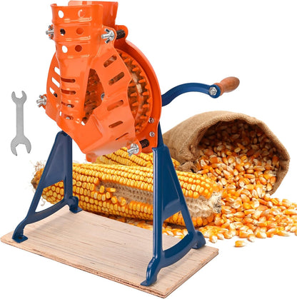 Steel Corn Sheller Hand Crank - Corn on The Cob Remover with Stand, Heavy Duty Corn Cob Stripper, Manual Corn Thresher with a Set of Installation Tool