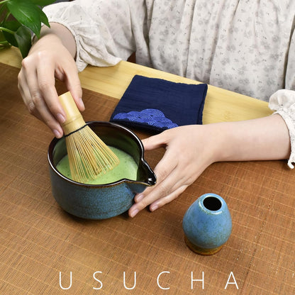 Artcome 7 Pcs Complete Matcha Ceremony Kit for Tea Ceremony, Bowl with Pouring Spout, Whisk, Tea Scoop, Matcha Powder Strainer, Matchatools For Making Usucha, Koicha and Matcha Latte (Black)