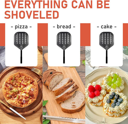 Perforated Pizza Peels 6 INCH pizza spatula paddle Long Handle Metal Pizza Spatula for Indoor and Outdoor (6 Inch)