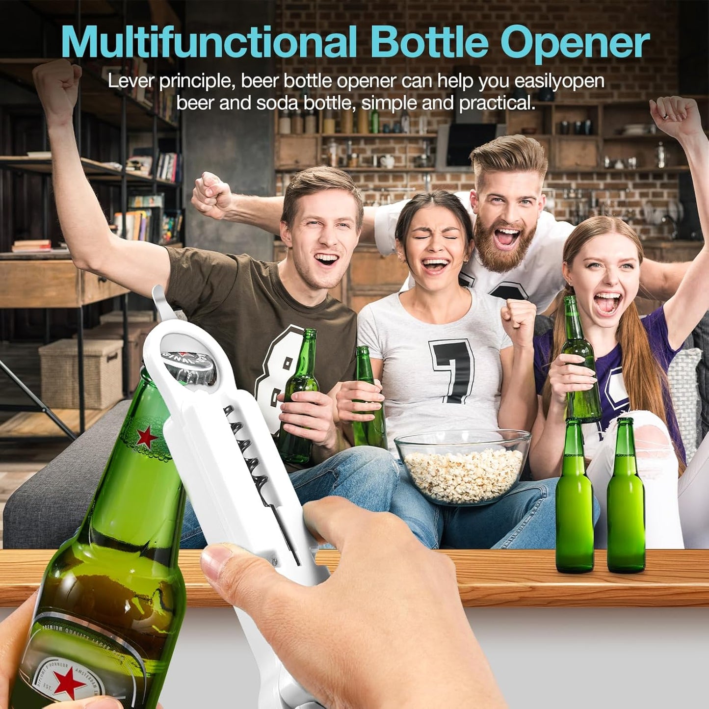 7 in 1 Jar Opener Bottle Opener and Wine Opener for Seniors with Arthritis, Weak Hands, Multi Retractable Magnetic Can Opener, Original Kitchen Lid Opener Tool (Black)