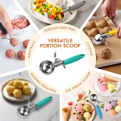 JUNADAEL J Portion Scoop, #20/2 OZ Ice Cream Scooper, Muffin Scoop, Disher, Yellow Handle, for Portion Control, Cookie Dough, Muffin, Cupcake Batter, Ice Cream, Mashed Potatoes