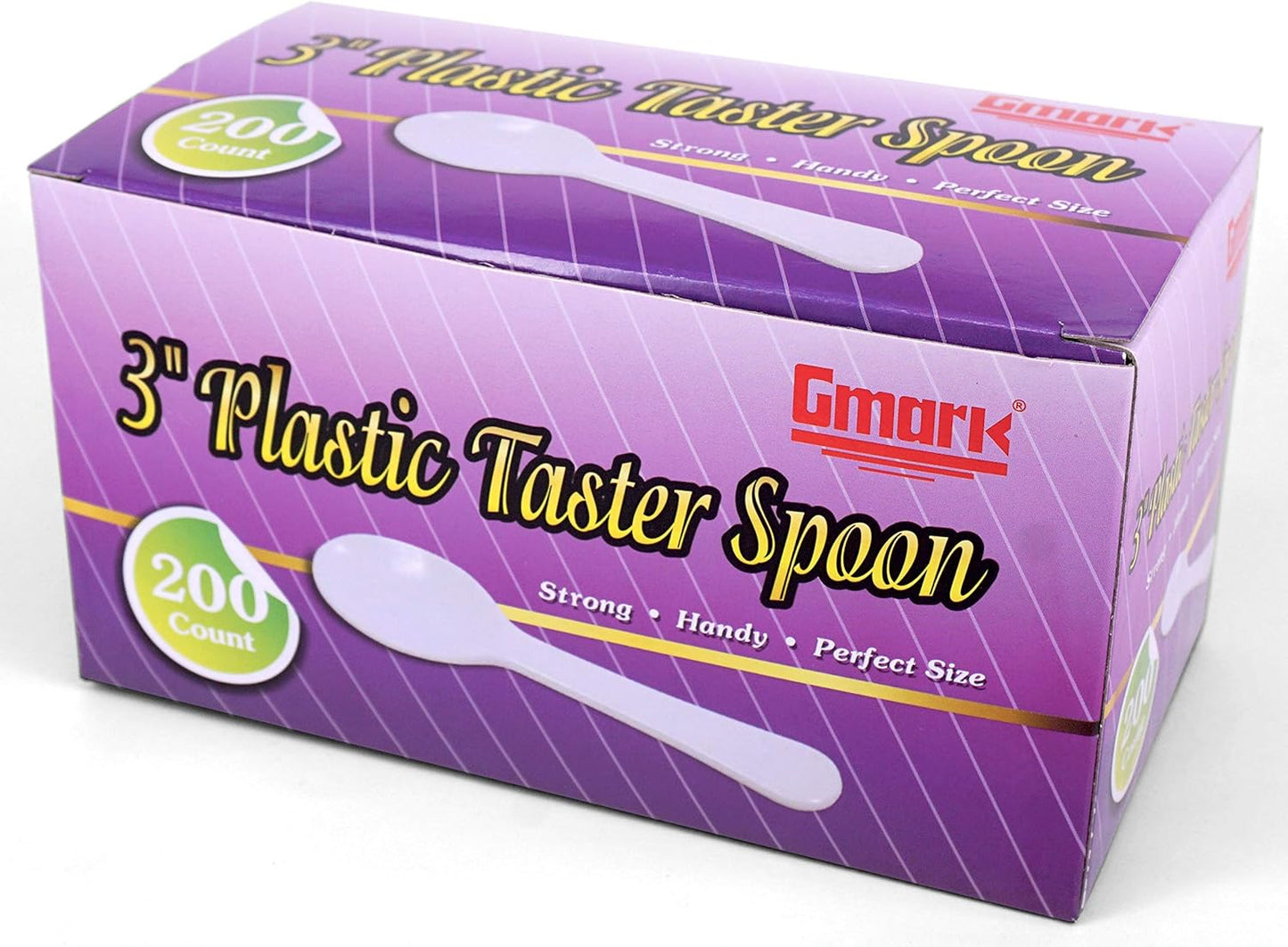 Extra Sturdy, Gmark 100pc 3" Taster Spoons Plastic Mini Spoons, Extra Sturdy, BPA Free, For Ice Cream, Dessert, White 1 Box Set GM1002F