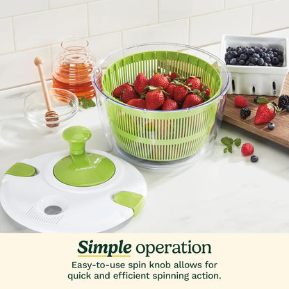 Cuisinart Large Salad Spinner- Wash, Spin & Dry Salad Greens, Fruits & Vegetables, 5qt, CTG-00-SASG Grey